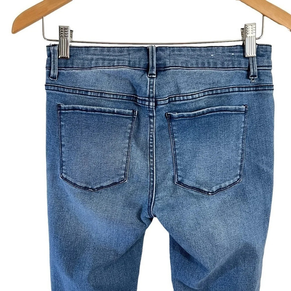 Harper Cropped Jeans Size 26 Skinny Light Wash Stretch Striped Hem Blue Denim - Picture 5 of 7